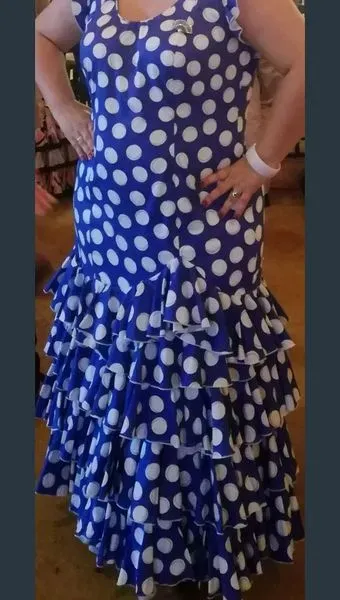 Vestido flamenca azul lunares
