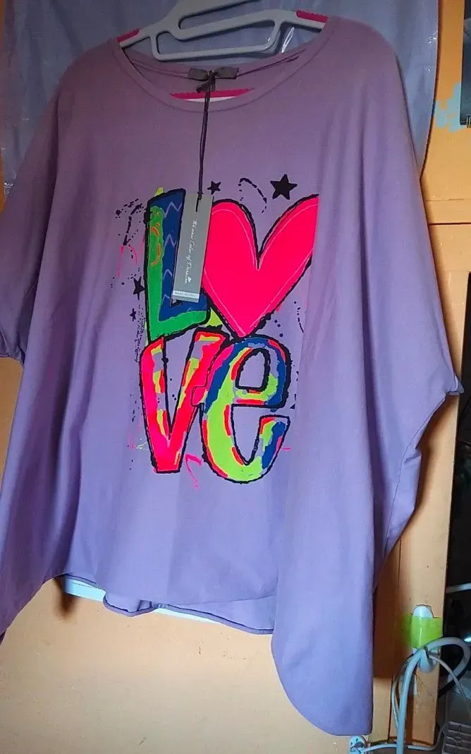 Camiseta lila estampado LOVE (foto 2)