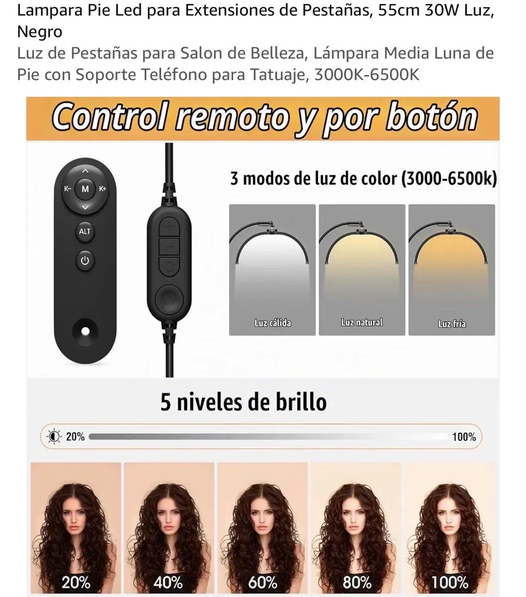 Lámpara media luna de pie roza (foto 2)