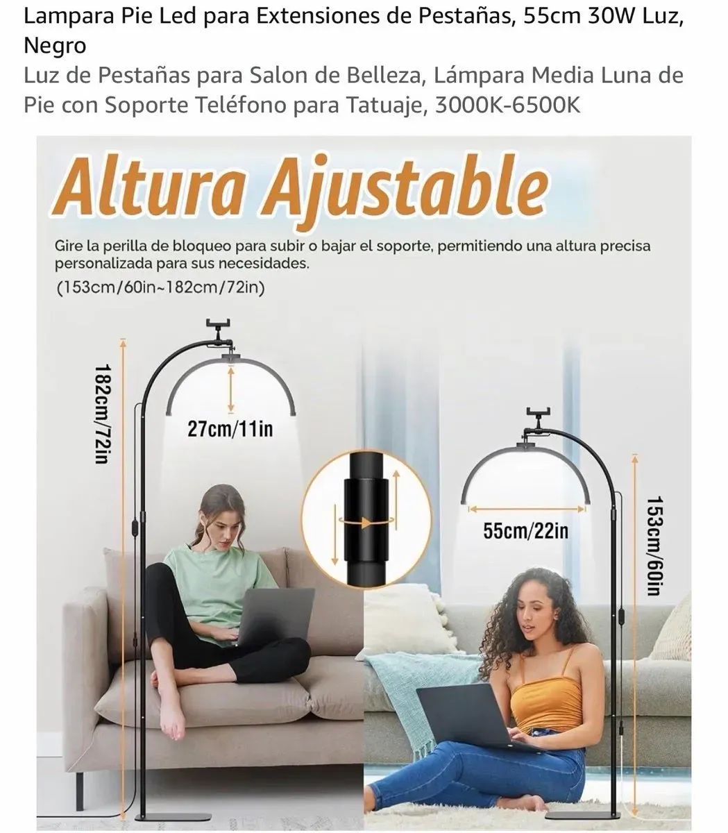 Lámpara media luna de pie roza (foto 4)