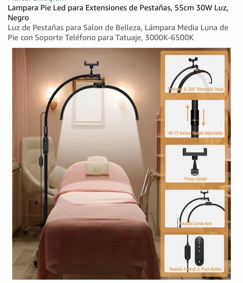 Lámpara media luna de pie roza (foto 5)